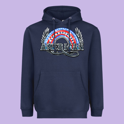 American Rainbow Heavyweight Hoodie Designed By Nancycooperartshop