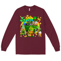 Burgundy St. Patrick's Day gnomies truck Long Sleeve Tee - Neo Western