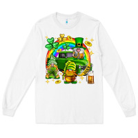 White St. Patrick's Day gnomies truck Long Sleeve Tee - Neo Western