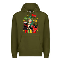 Army Green ho ho ho meow Premium Hoodie - MaliasSmallBusiness