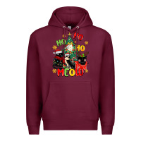 Burgundy ho ho ho meow Premium Hoodie - MaliasSmallBusiness