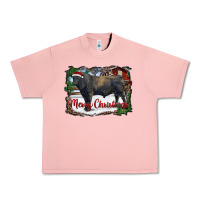 Merry Christmas Black Angus Bull And Farm Urban Heavy Tee | Teevron