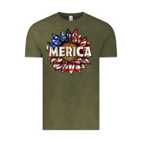 Vintage Olive merica with sunflower Vintage Tee - texasbilliewilder