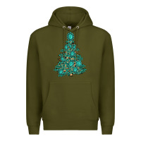 Army Green christmas tree with gemstones Premium Hoodie - MaliasSmallBusiness