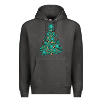 Charcoal Heather christmas tree with gemstones Premium Hoodie - MaliasSmallBusiness