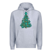 Heather Grey christmas tree with gemstones Premium Hoodie - MaliasSmallBusiness