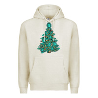 Oatmeal Heather christmas tree with gemstones Premium Hoodie - MaliasSmallBusiness