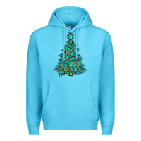 Ocean Blue christmas tree with gemstones Premium Hoodie - MaliasSmallBusiness