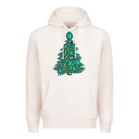 Pale Pink christmas tree with gemstones Premium Hoodie - MaliasSmallBusiness