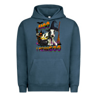 Pigment Midnight Navy Moo I Mean Boo Holstein Cow Urban Hoodie - LillyAllenDesigns