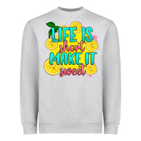 Heather Grey life is  make it sweet Heavyweight Sweatshirt - RanaPortraitStore