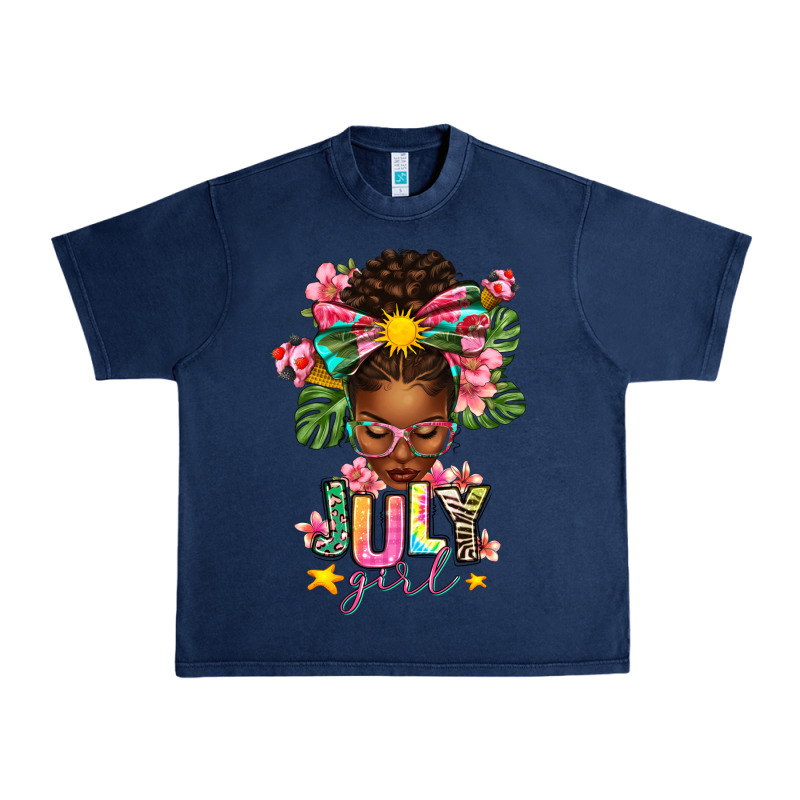 July Girl Afro Woman Summer Urban Heavy Tee by texasbilliewilder | Teevron