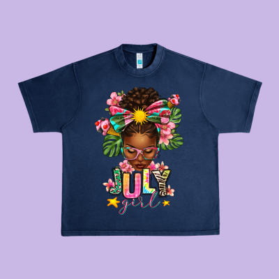July Girl Afro Woman Summer Urban Heavy Tee Designed By Texasbilliewilder