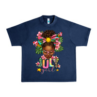 Navy july girl afro woman summer Urban Heavy Tee - texasbilliewilder