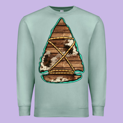 Cowhide Wooden Arrowhead Premium Sweatshirt Designed By Jasminsmagicworld