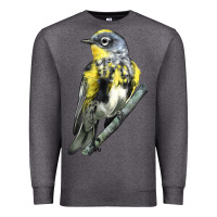 Charcoal Heather yellow rumped warbler Premium Sweatshirt - LillyAllenDesigns
