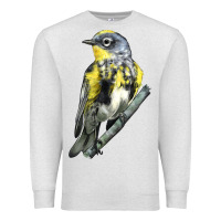 Oatmeal Heather yellow rumped warbler Premium Sweatshirt - LillyAllenDesigns
