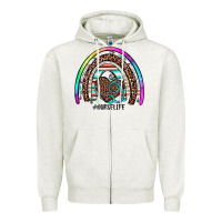 Oatmeal Heather nurse life rainbow Zipper Hoodie - JahusDesignShop