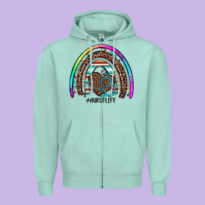 Nurse Life Rainbow Zipper Hoodie Designed By Jahusdesignshop