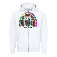 White nurse life rainbow Zipper Hoodie - JahusDesignShop