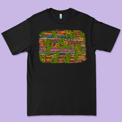 Cinco De Mayo Sunflower And Cactus Background Premium Tee Designed By Artiststas