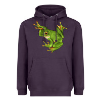 Plum White Lipped Tree Frog Illustrations Heavyweight Hoodie - LillyAllenDesigns