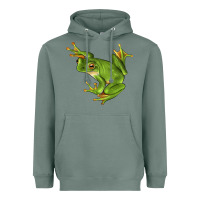 Sage White Lipped Tree Frog Illustrations Heavyweight Hoodie - LillyAllenDesigns