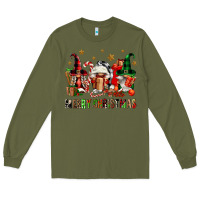Army Green merry christmas buffalo gnomies Long Sleeve Tee - FaDigitalArtStudio