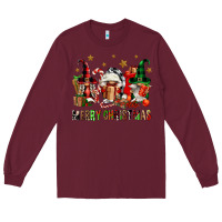 Burgundy merry christmas buffalo gnomies Long Sleeve Tee - FaDigitalArtStudio