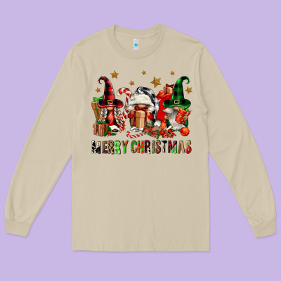 Merry Christmas Buffalo Gnomies Long Sleeve Tee Designed By Fadigitalartstudio