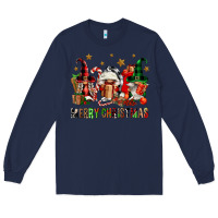 Navy merry christmas buffalo gnomies Long Sleeve Tee - FaDigitalArtStudio