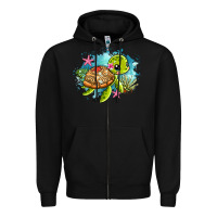 Black ocean with turtle Zipper Hoodie - AdoDesignShop