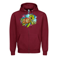 Burgundy ocean with turtle Zipper Hoodie - AdoDesignShop