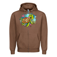 Chestnut ocean with turtle Zipper Hoodie - AdoDesignShop