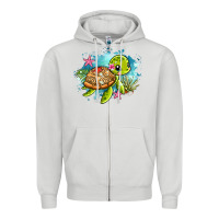 Dove Grey ocean with turtle Zipper Hoodie - AdoDesignShop