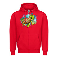Red ocean with turtle Zipper Hoodie - AdoDesignShop