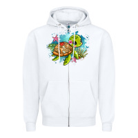 White ocean with turtle Zipper Hoodie - AdoDesignShop
