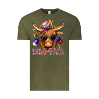 Vintage Olive moorica with cow billie wilder Vintage Tee - texasbilliewilder