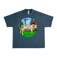 Midnight Navy christmas charolais bull and barnyard Urban Heavy Tee - RanaPortraitStore