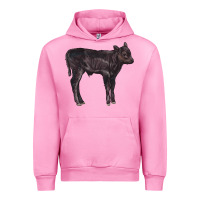 Fuchsia Pink Black Angus Calf Illustrations Urban Hoodie - LillyAllenDesigns