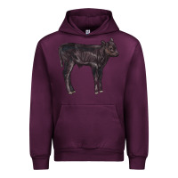 Mauve Wine Black Angus Calf Illustrations Urban Hoodie - LillyAllenDesigns