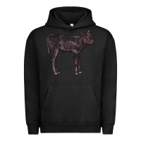 Pigment Black Black Angus Calf Illustrations Urban Hoodie - LillyAllenDesigns