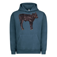 Pigment Midnight Navy Black Angus Calf Illustrations Urban Hoodie - LillyAllenDesigns