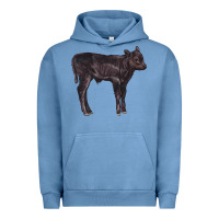 Pigment Pebble Blue Black Angus Calf Illustrations Urban Hoodie - LillyAllenDesigns