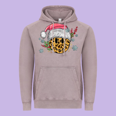 Vintage Hoodie leopard smiley face