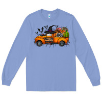 Colony Blue happy halloween truck Long Sleeve Tee - CowhideDigitalArt