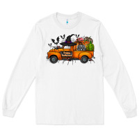 White happy halloween truck Long Sleeve Tee - CowhideDigitalArt