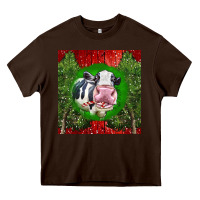 Chocolate Brown christmas holstein Heavy Core Tee - LillyAllenDesigns