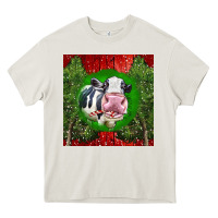 Cream christmas holstein Heavy Core Tee - LillyAllenDesigns