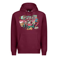 Burgundy coffee teach repeat teacher Premium Hoodie - NancyCooperArtShop